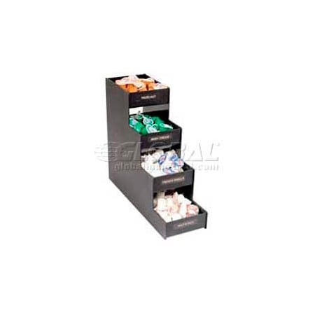 Vertiflex Products Vertiflex Products Narrow Condiment Organizer, 8 Compartments, 6"W x 19"D x 16"H, Black VRTVFC1916RC